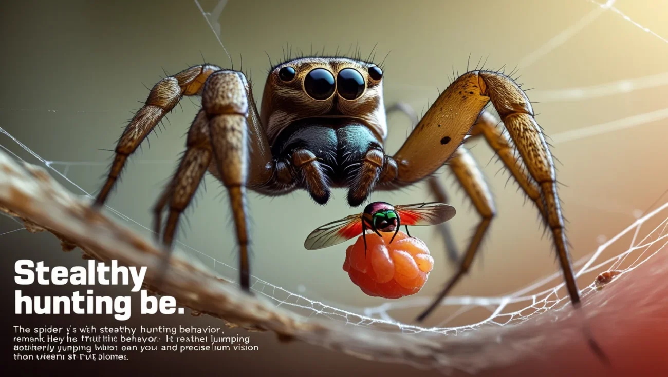 Enchanting Jumping Spider Pet eating a fruit fly, showcasing its unique hunting behavior.